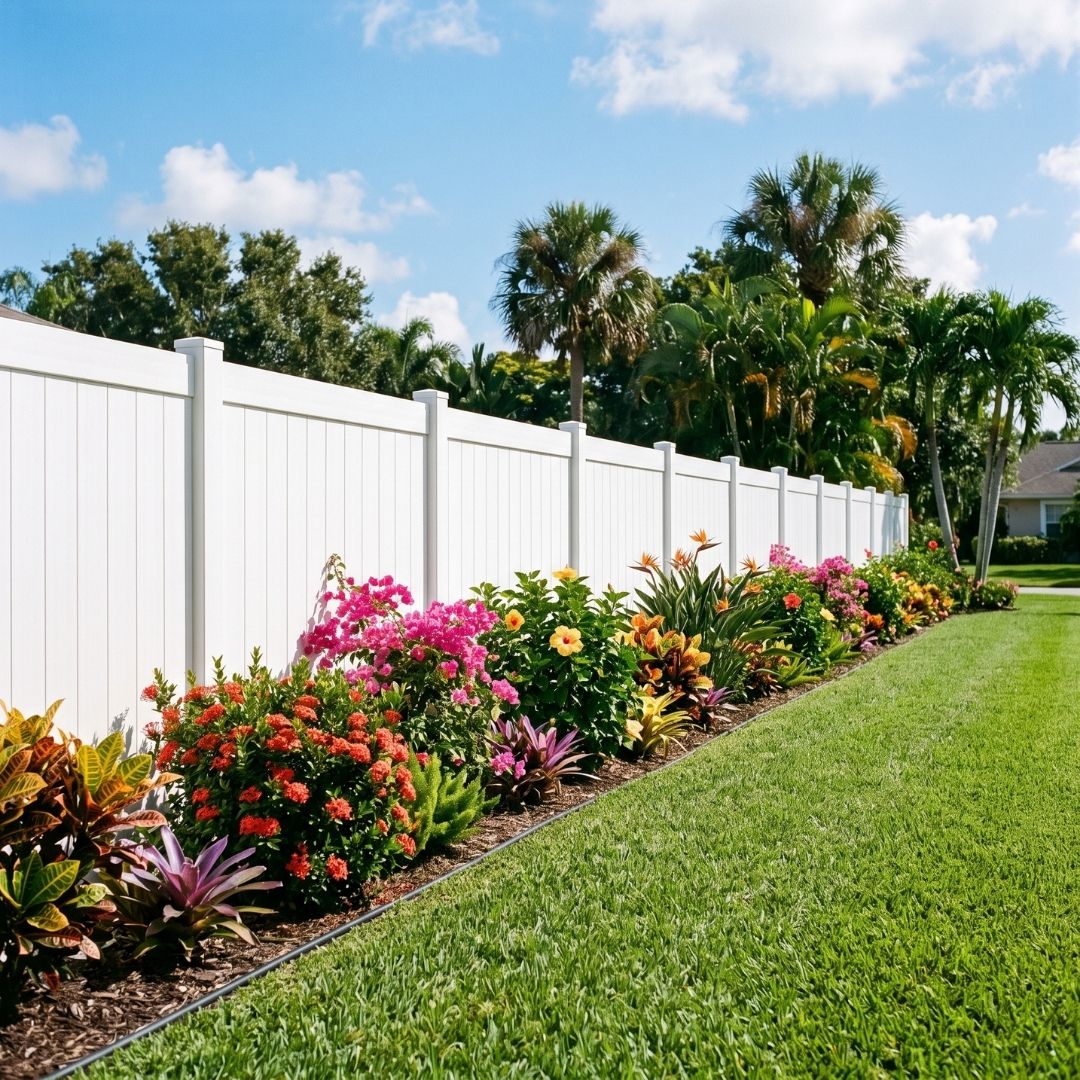 A white residential fence.