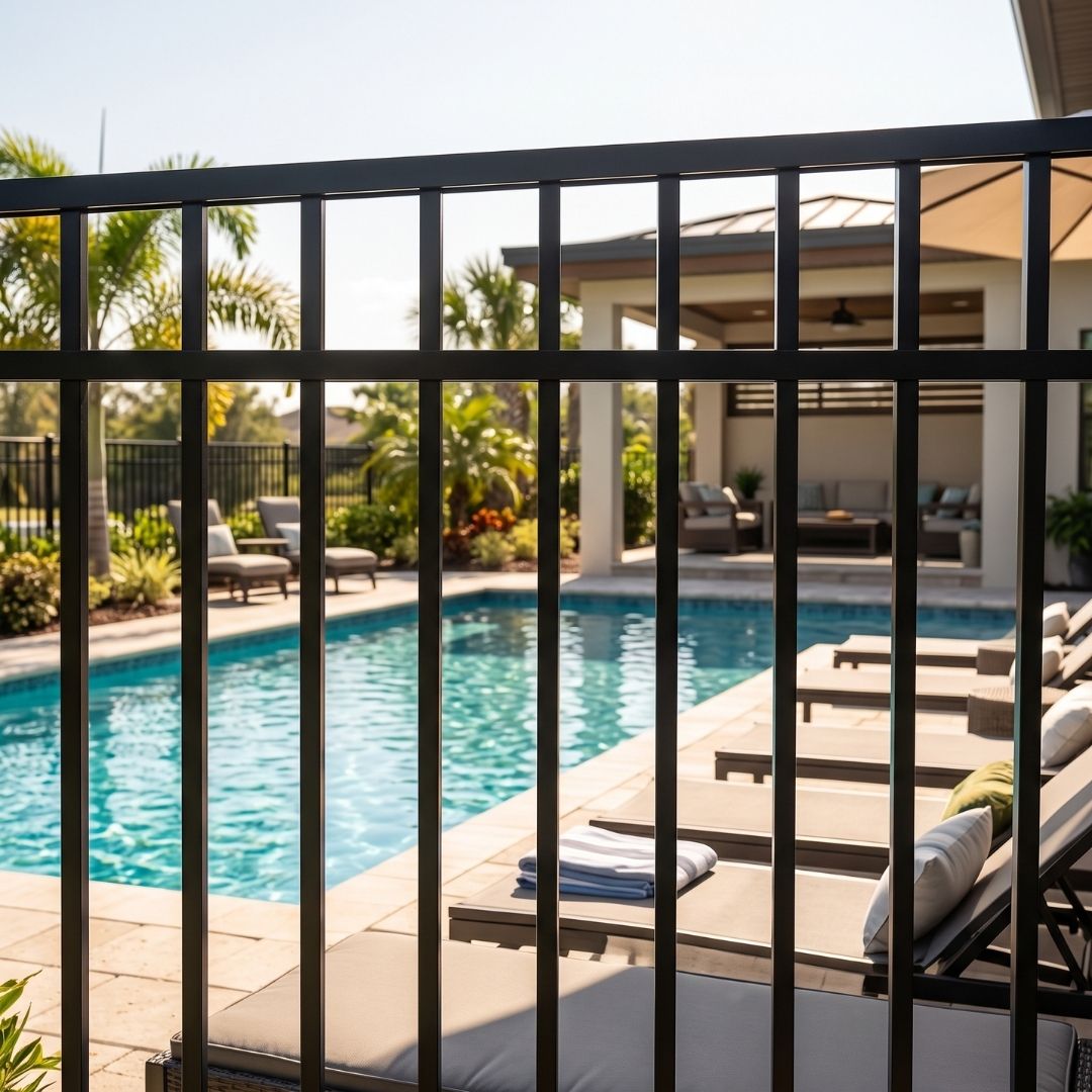 A pool fence.