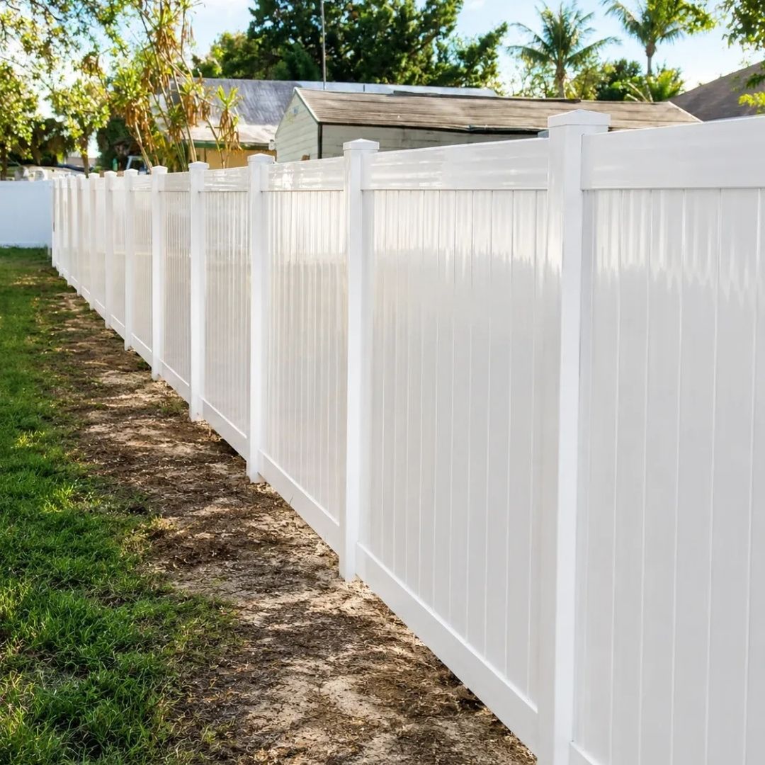 A white residential fence.