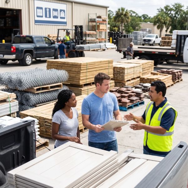 customers at fencing yard